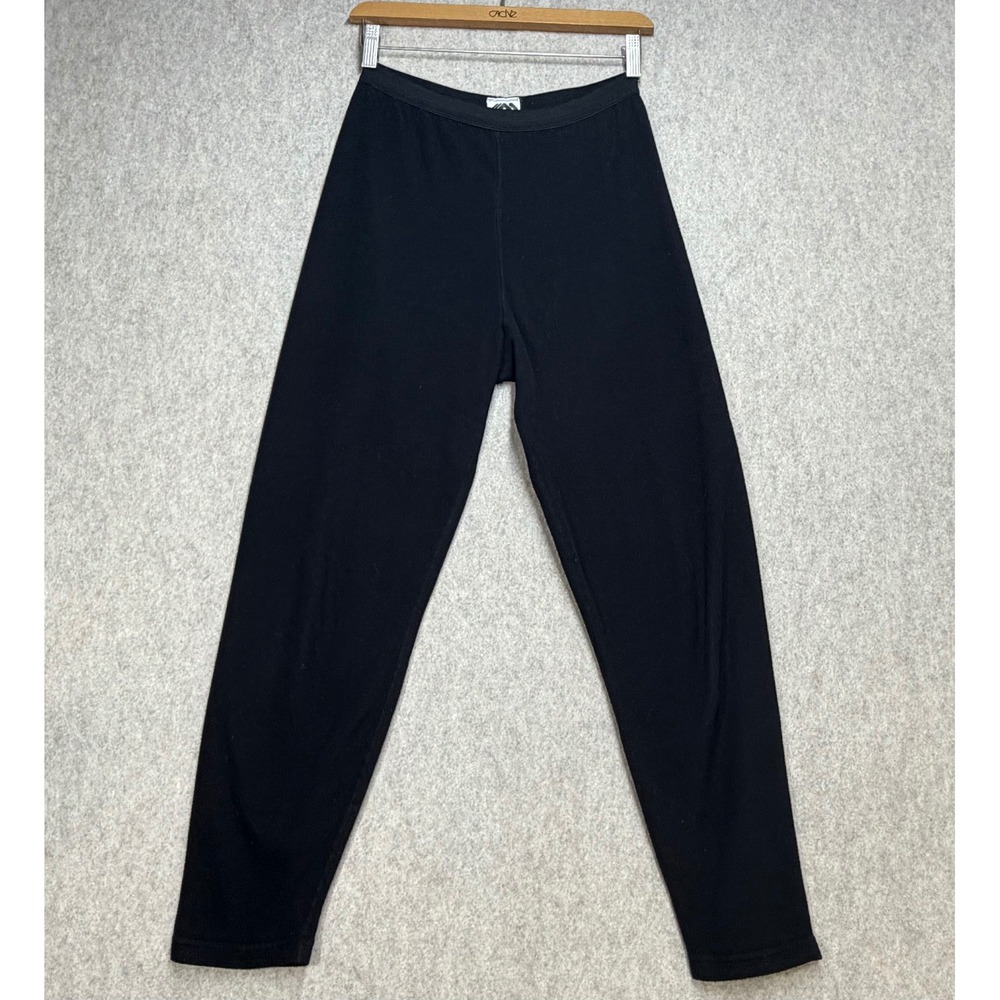 Medalist Mens Black Fleece Leggings Base Layer Pants Size M Made in USA Vintage